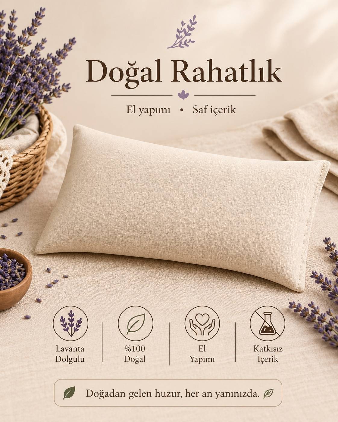 Lavantalı Göz Yastığı - Bej — Lavande Lavanta Çiftliği (fotoğraf 3/8)