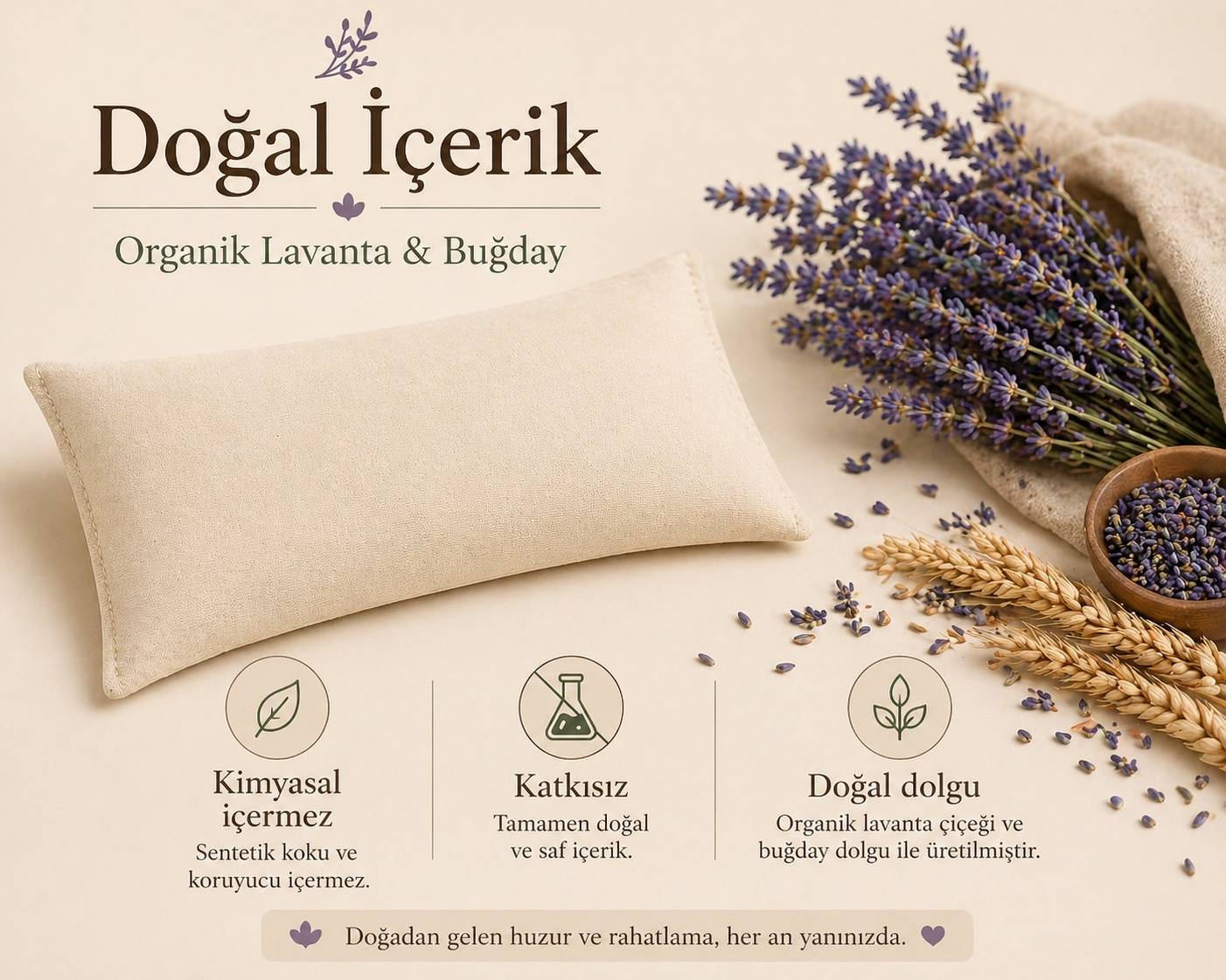 Lavantalı Göz Yastığı - Bej — Lavande Lavanta Çiftliği (fotoğraf 5/8)