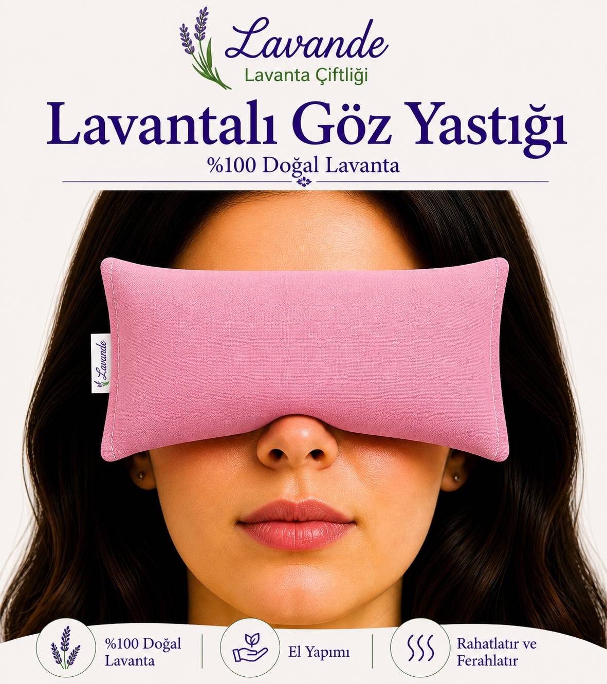 Lavantalı Göz Yastığı - Pembe — Lavande Lavanta Çiftliği, Seyhan, Adana