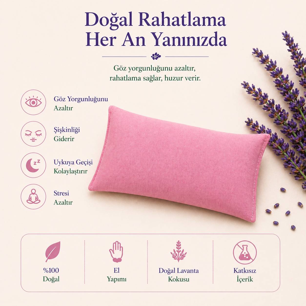 Lavantalı Göz Yastığı - Pembe — Lavande Lavanta Çiftliği (fotoğraf 6/9)