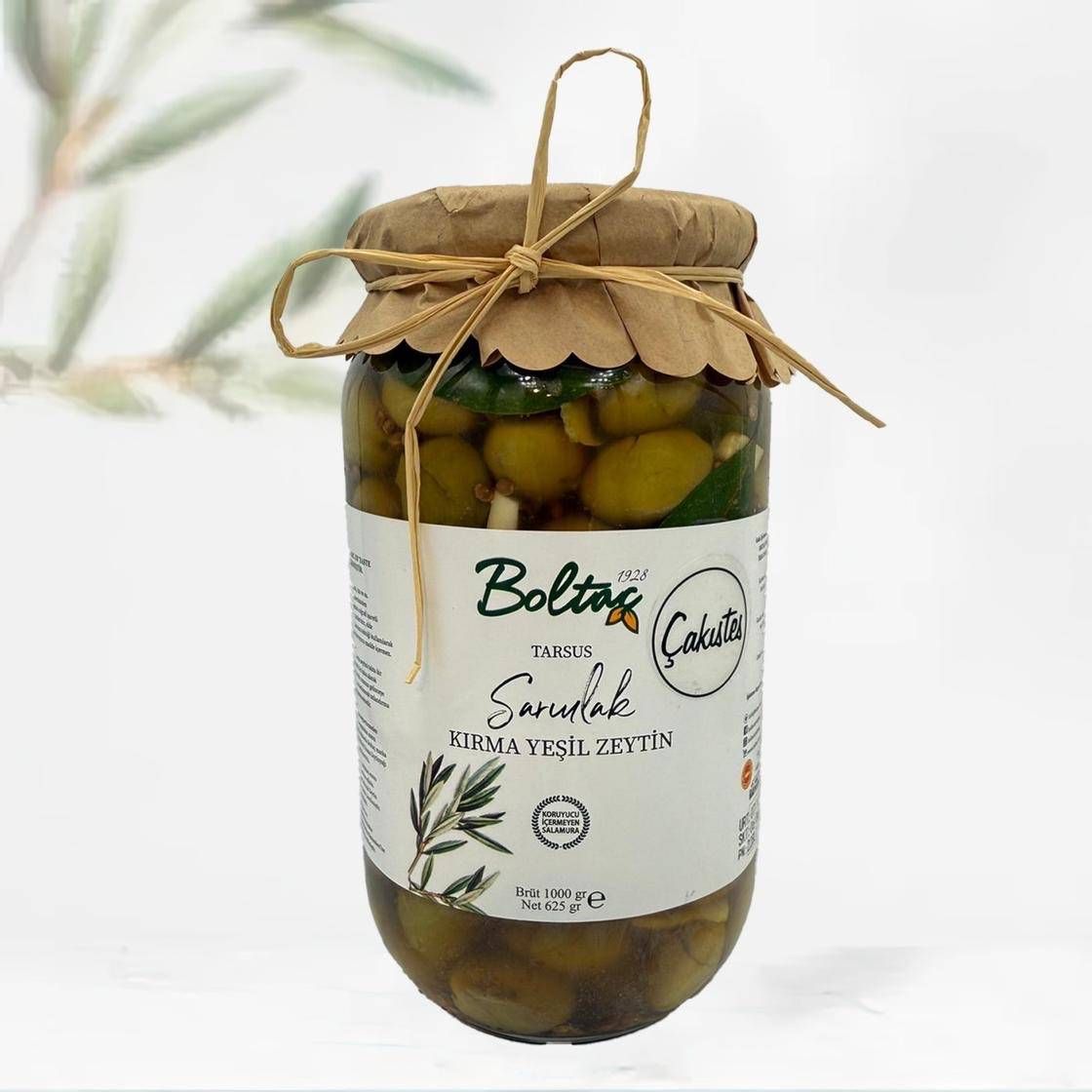 1 kg Çakıstes Tarsus sarıulak Doğal Kırma Yeşil Zeytin — Boltaç Zeytinyağı