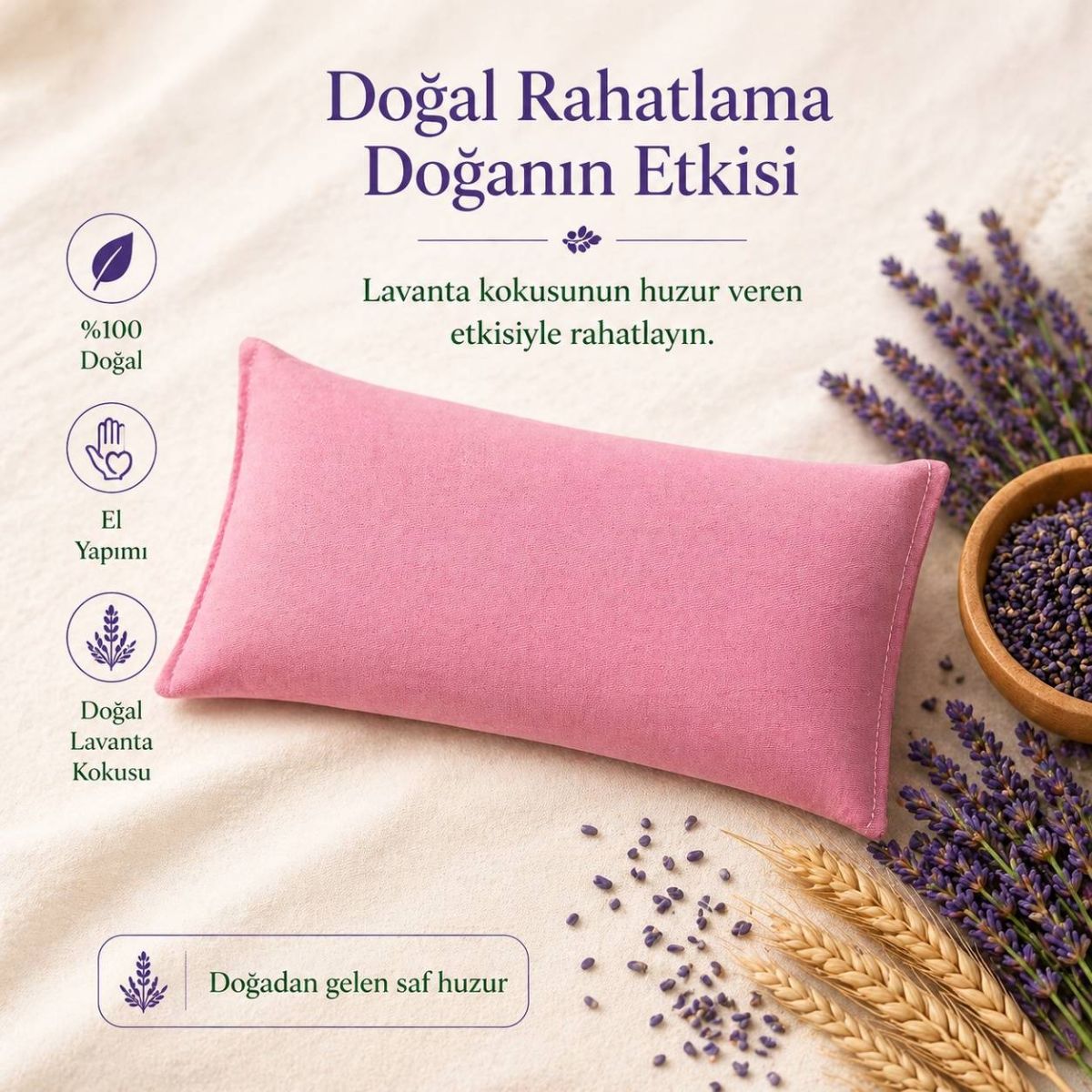 Lavantalı Göz Yastığı - Pembe — Lavande Lavanta Çiftliği (fotoğraf 3/9)