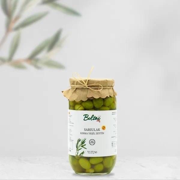 1 kg Doğal Salamura Kırma Yeşil Zeytin — Boltaç Zeytinyağı
