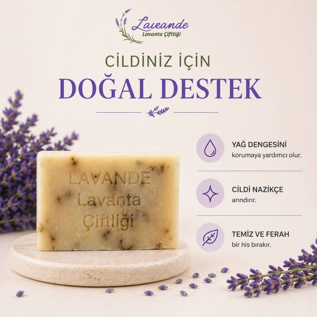 Doğal Lavanta Sabunu - Soğuk Proses — Lavande Lavanta Çiftliği (fotoğraf 3/9)