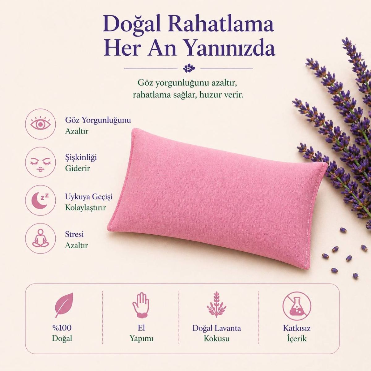 Lavantalı Göz Yastığı - Pembe — Lavande Lavanta Çiftliği (fotoğraf 6/9)